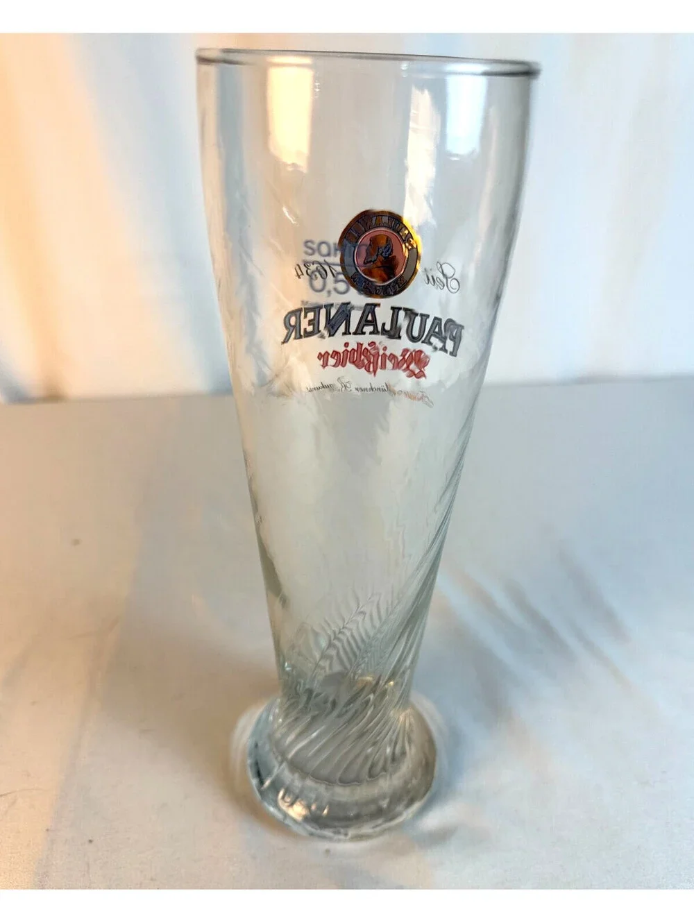 Paulaner Munchen WeiBbier Tall Swirl Pilsner Beer Glass Made in Germany 0,5L